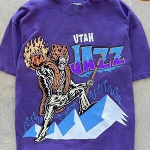 Vintage NBA Utah Jazz Skellington Shirt, Utah Jazz Shirt, Basketball Shirt